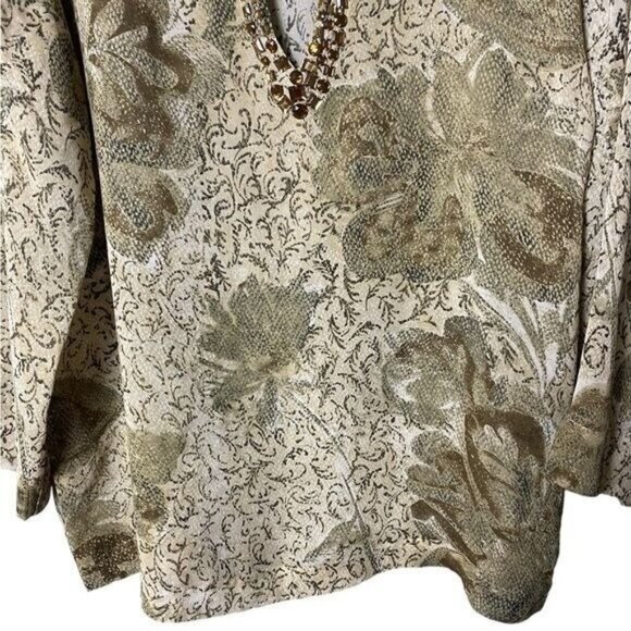Chicos Silk Blouse Large Floral Artsy Embellished Fairycore Bohemian Whimsigoth - Picture 3 of 9
